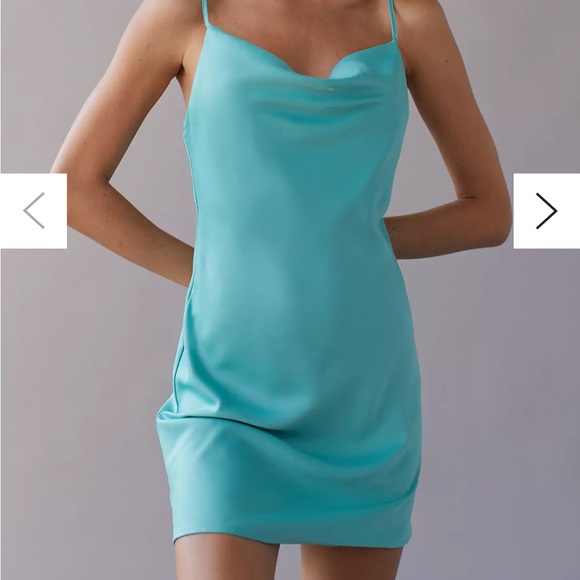 NWT Light Green Cowl Neck Slip Dress - Picture 2 of 5